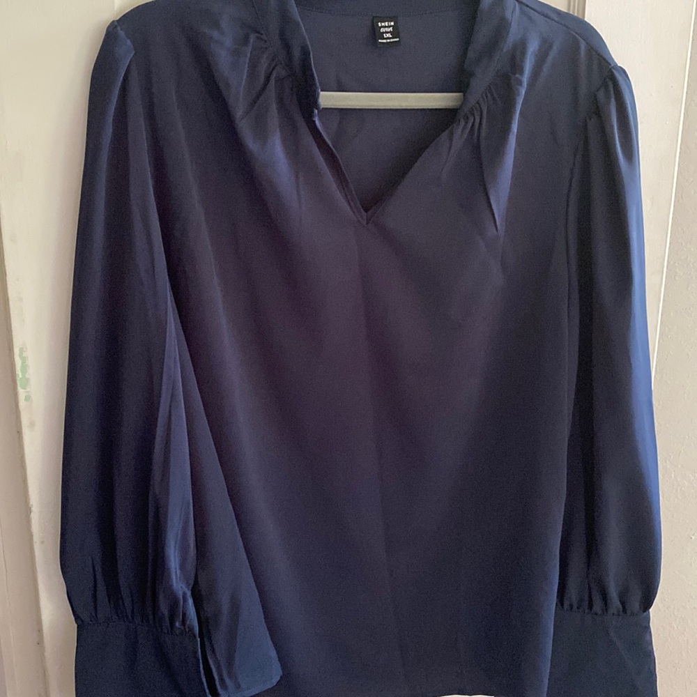 Blue Flowing Blouse